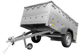 Remolque Unitrailer GARDEN TRAILER 201 KIPP (NEW) con rueda de apoyo, laterales altos y lona plana en la estructura