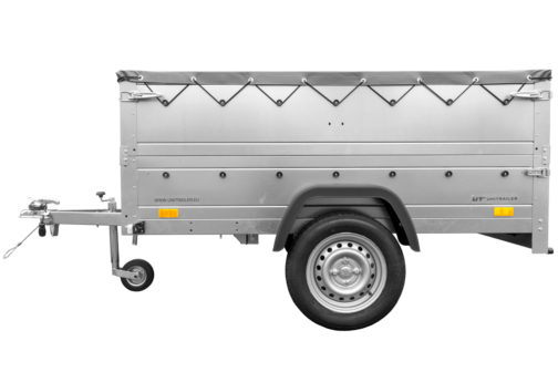 Remolque Unitrailer GARDEN TRAILER 201 KIPP (NEW) con rueda de apoyo, laterales altos y lona plana en la estructura - Imagen 8