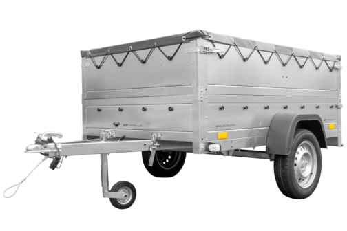 Remolque Unitrailer GARDEN TRAILER 201 KIPP con rueda de apoyo, laterales dobles y lona plana gris - Imagen 4