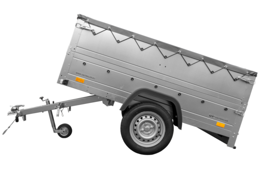 Remolque Unitrailer GARDEN TRAILER 201 KIPP con rueda de apoyo, laterales dobles y lona plana gris - Imagen 5