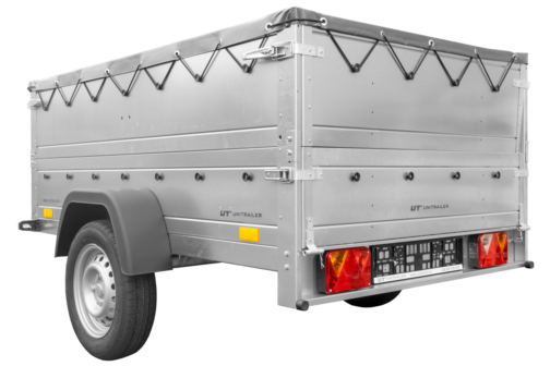 Remolque Unitrailer GARDEN TRAILER 201 KIPP con rueda de apoyo, laterales dobles y lona plana gris - Imagen 7