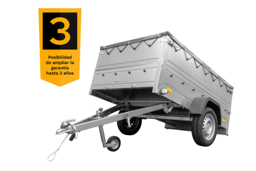 Remolque Unitrailer GARDEN TRAILER 201 KIPP con rueda de apoyo, laterales dobles y lona plana gris - Imagen 3