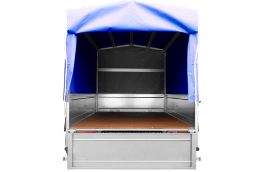 Remolque basculante de carga ligero Garden Trailer 201 KIPP con lona alta azul y rueda jockey - Imagen 5