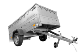 Remolque con lados dobles GARDEN TRAILER 230 KIPP con rueda de apoyo u lona baja gris en la estructura