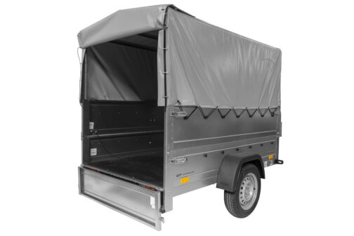 Remolque grande con volquete Garden Trailer 201 KIPP 200x125 750 KG, toldo, laterales dobles, rueda jockey - Imagen 7