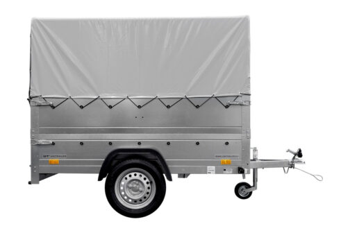 Remolque grande con volquete Garden Trailer 201 KIPP 200x125 750 KG, toldo, laterales dobles, rueda jockey - Imagen 5