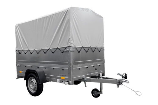 Remolque grande con volquete Garden Trailer 201 KIPP 200x125 750 KG, toldo, laterales dobles, rueda jockey - Imagen 6