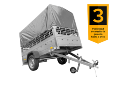 Remolque hasta 750 kg 230 x 125 Garden Trailer 230 con laterales de reja, lona alta y rueda jockey