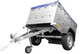 Remolque nuevo Unitrailer GARDEN TRAILER 150 KIPP con rueda de apoyo, laterales dobles y lona plana azul