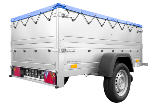 Remolque para coche GARDEN TRAILER 200 KIPP con rueda de apoyo, dos lados y cubierta plana azul nuevo - Imagen 6