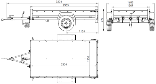 Unitrailer GARDEN TRAILER 230 KIPP con rueda de apoyo y toldo H-800 con tapa gris - Imagen 2