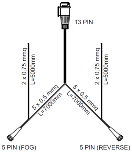 Conjunto: Pilotos traseros Aspöck Multipoint III con arnés 7 m 13-PIN