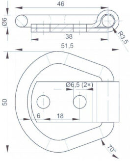 Anillo para cinturón con ojal triangular Knott para remolque