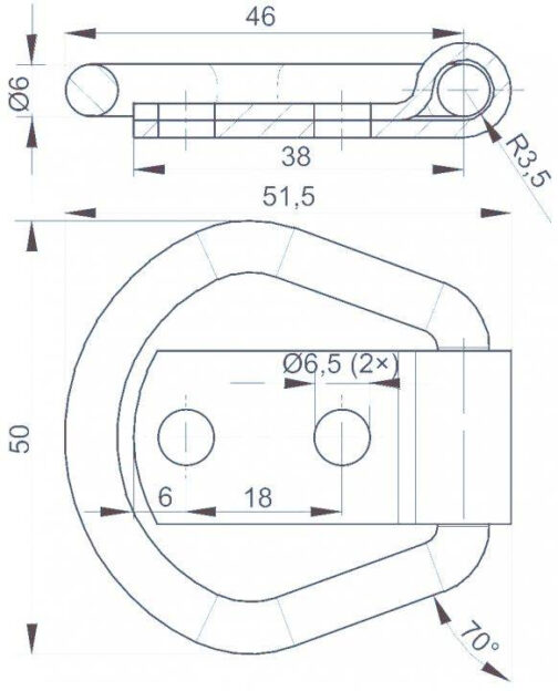Anillo para cinturón con ojal triangular Knott para remolque - Imagen 2