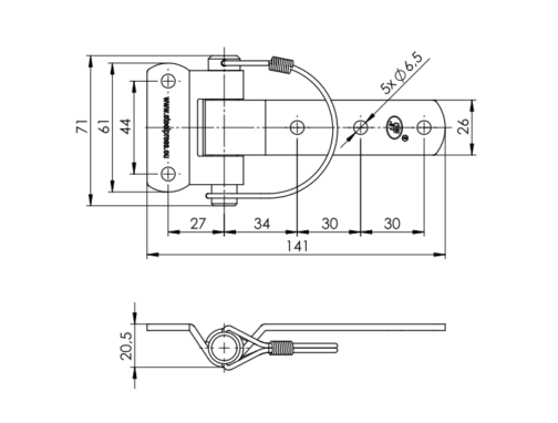 Bisagra lateral STEELPRESS ZW-03.106 gancho para inclinación lateral de remolque con arco - Imagen 2