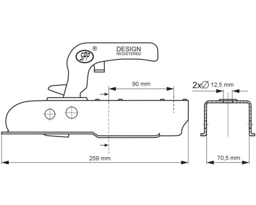 Cabezal de enganche cuadrado Steelpress ZSK 750J 70 mm - Imagen 2