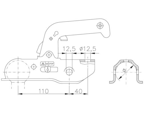 Cabezal de enganche de bola Winterhoff WW 13-N 1500 kg - Imagen 2