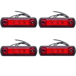 Conjunto 4x luces de gálibo rojos LED en una base de goma Horpol