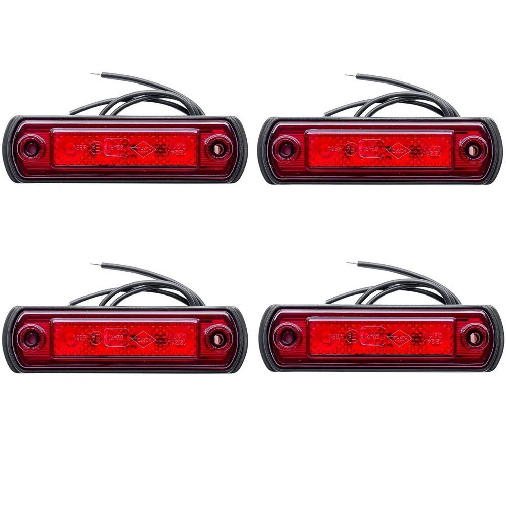 Conjunto 4x luces de gálibo rojos LED en una base de goma Horpol