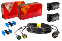 Conjunto: Luces traseras combinadas DPT 35 con luces de posición DPT 15 y un paquete de 7 m de 7 pines con acoplamientos rápidos
