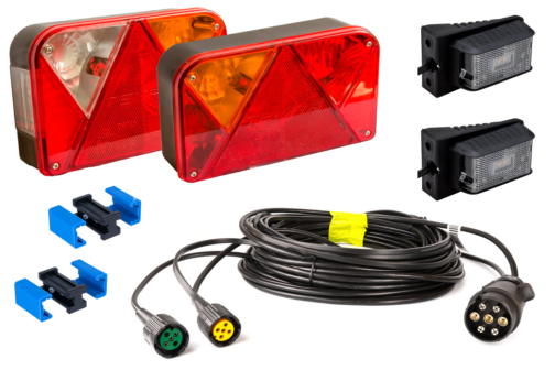 Conjunto: Luces traseras combinadas DPT 35 con luces de posición DPT 15 y un paquete de 7 m de 7 pines con acoplamientos rápidos