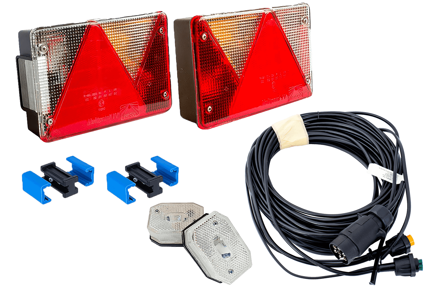 Conjunto de luces: Pilotos traseros + Luces de posición Aspöck + Arnés Mantes 7m 7 pines + conectores rápidos
