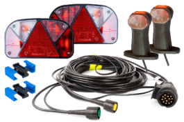 Conjunto: luces de posición traseras Aspöck Multipoint II, luces de posición Superpoint II versión corta con arnés de 7 m y 13 pines y acoplamientos rápidos