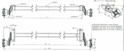 Eje sin freno para remolque  KNOTT VG7 750 kg 1070 mm - Imagen 2