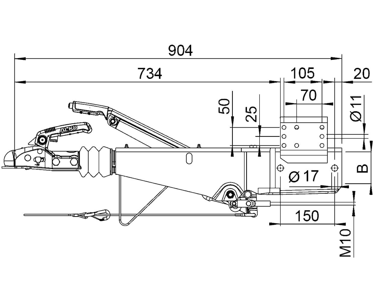 Enganche con freno de inercia  AL-KO 2600kg KW100  251S AK270