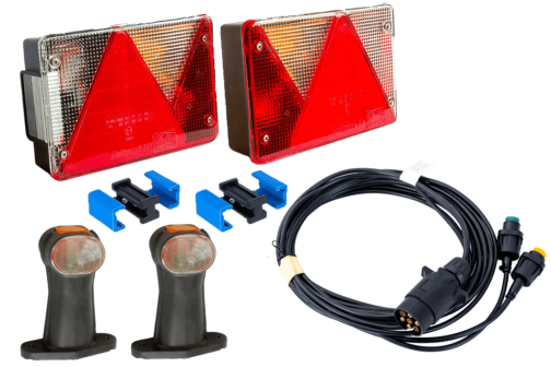 Juego de luces: Pilotos traseros + Luces de posición Aspöck + Arnés Mantes 4m 7 pines + conectores rápidos