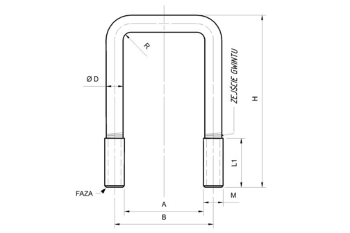 Perno en U tipo C M10 x 49 x 92 (1 1/2") - Imagen 2