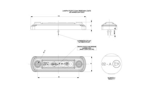 Piloto de gálibo LED con el soporte de goma Horpol blanco - Imagen 2